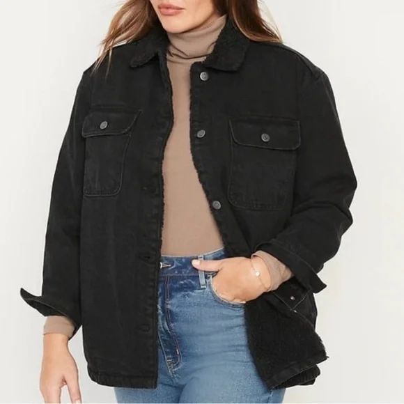 Old Navy Jackets Coats Nwt Old Navy Sherpalined Blackwash